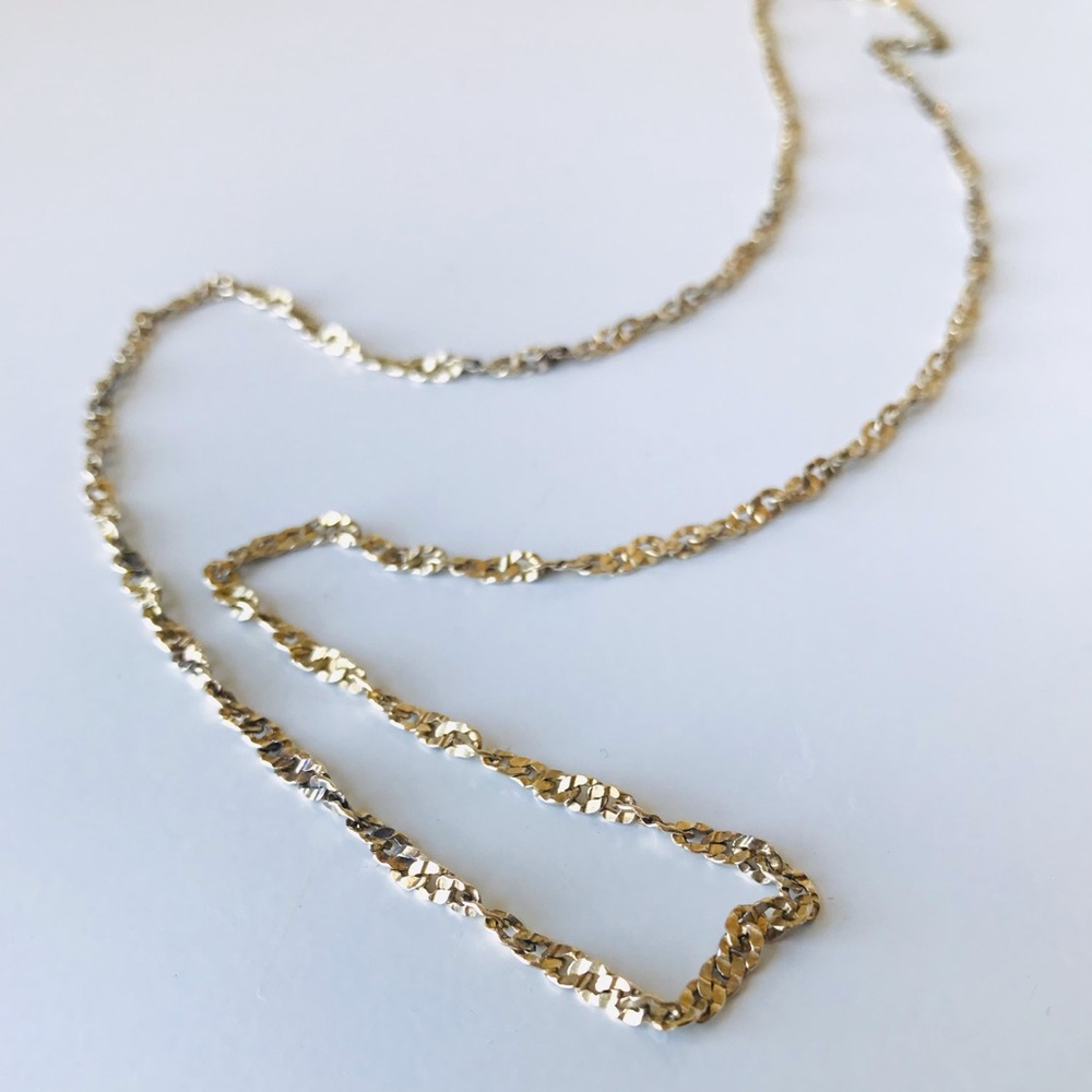 Sterling Silver Gold Tone Twist Chain Necklace, 925 LIRM